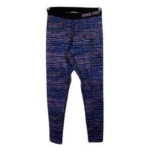 Nike Pro Leggings Womens M Purple Blue Static Pants Stretch DriFit Training Gym